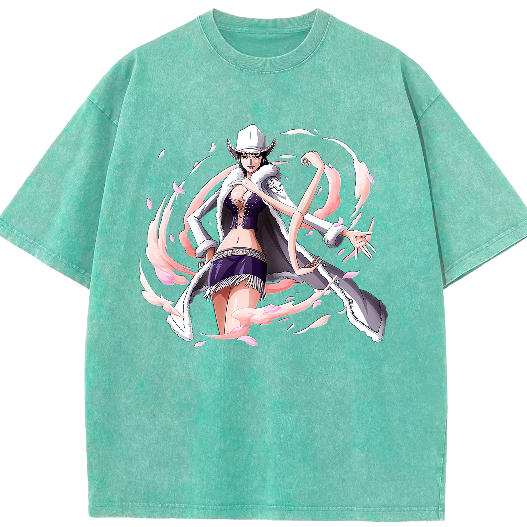 ワンピース ニコ・ロビン ONE PIECE Nico Robin 綿100% ヴィンテージ風 半袖Tシャツ（フロントプリント）